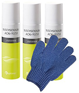 Spitzner Duschschaum Lebensfreude 3x150ml Vorteilspack | Wellness-Dusche | sanft reinigender Schaum | dermatologisch getestet, vegan und hautverträglich | + Gratis Massagehandschuh | ausgleichend