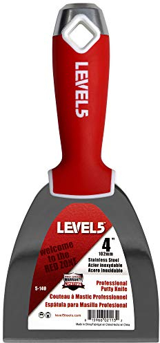 LEVEL5 Cuchillo para juntas de yeso de acero inoxidable de agarre suave de 4 pulgadas Herramienta de mano 5-140