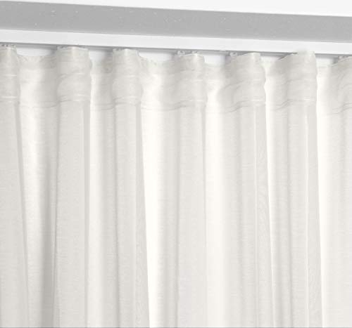 BEAUTEX Vorhang mit U-Band 140x250 cm (Farbe Wählbar) transparente Kräuselband Gardine, Dolly (Elfenbein)