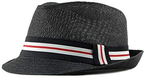 Panamahüte Fedora Hut Trilby Strohhut Herren & Damen Sommerhut Beach Hut Sonnenhut (Schwarz)
