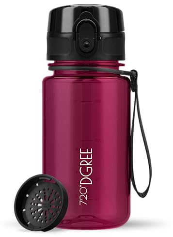 720°DGREE Trinkflasche ”uberBottle” – BPA-Frei, 6 Größen, über 40 Farben | Leichte Premium Tritan Sportflasche mit Sieb - Wasserflasche für Sport, Kinder, Schule, Fahrrad, Büro, Uni, Outdoor, Alltag