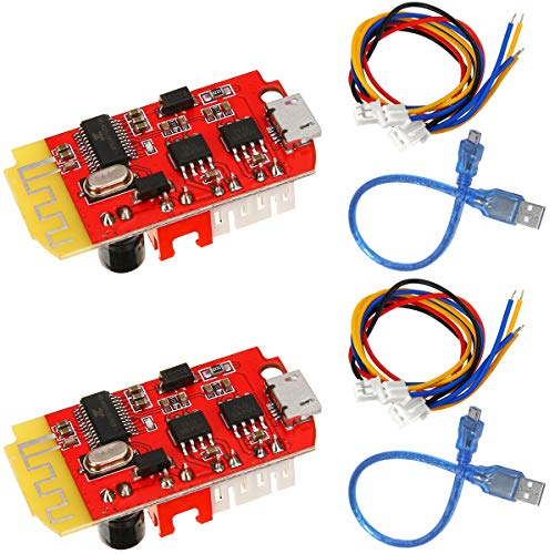 Youmile 2Pcs Placa de amplificador de potencia Bluetooth CT14 Micro 4.2 Módulo de placa de receptor Bluetooth estéreo 5VF 5W + 5W con puerto de carga para caja de sonido DIY Reposición de altavoces