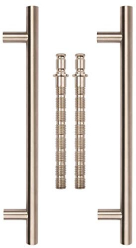 Guardsman 600mm Overall (450mm centres) x 25mm Diameter Door Pull Handle T-Bar Straight Back to Back Fixing Satin Stainless Steel