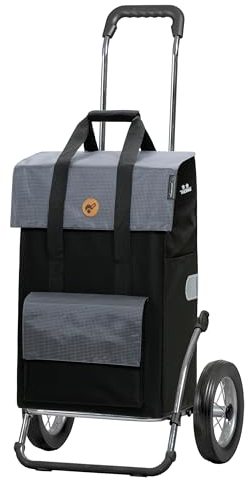 Andersen Einkaufstrolley - klappbar - 43 Liter - mit Kühlfach - belastbar 60 kg - Stahlgestell - Trolley - Metallspeichen-Rad Ø 25 cm - Royal Shopper Steel Vektor grau