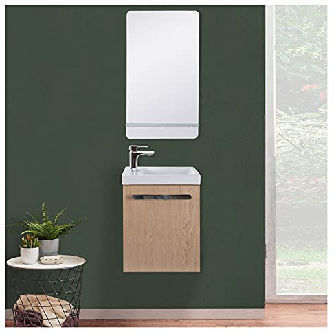 MOB-IN Ensemble Meuble Lave-Mains avec Miroir Nevada Décor chêne