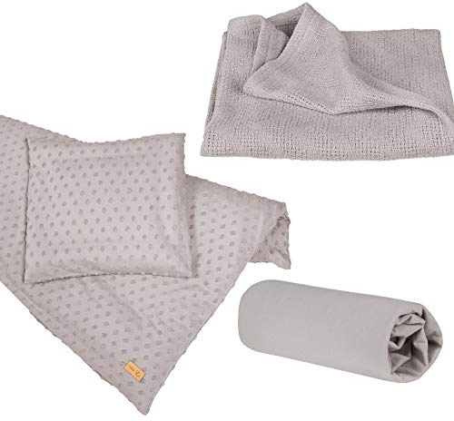 roba Organic Geschenkset Lil Planet - Baby Bettwäsche, Spannbettlaken & Babydecke - Bio Baumwolle - GOTS zertifiziert - Geschenk zur Geburt - Grau