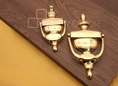 6 or 8 Door Knocker Victorian Urn Style UPVC Wooden Doors - Polished Brass (6 Inches (150mm))