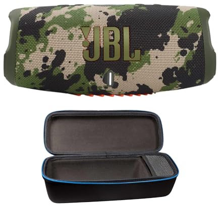 JBL Charge 5 Portable Waterproof Wireless Bluetooth Speaker Bundle with divvi! Protective Hardshell Case - Squad