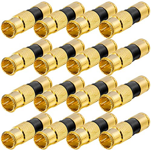 HB-DIGITAL 16x SAT Kabel Adapter Schnellstecker F-stecker Quickfix für Antennenkabel Antennenadapter Sat Kabel Koaxialkabel Steckverbinder Ø 6.8 – 7.2 mm Kompressionsstecker - Vergoldet