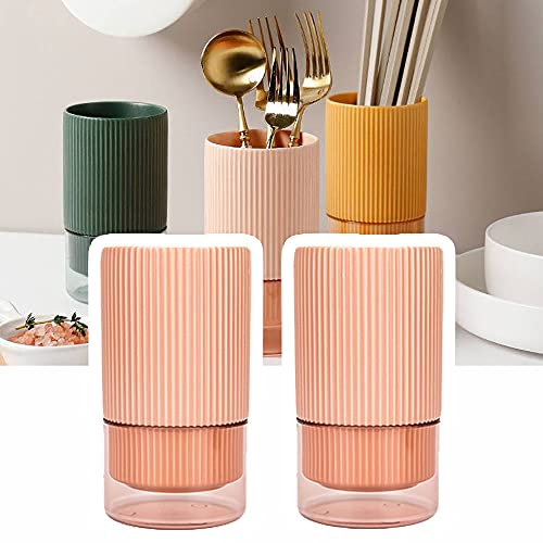 Escurridor de cubiertos de cerámica Creativity de 2 piezas, para su salud, se utiliza un diseño de drenaje desmontable, utilizado para restaurante, cocina,Pink