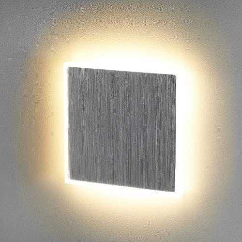 lambado® Premium LED Wandeinbauleuchte für Schalterdose in Alu Gebürstet - Treppenbeleuchtung 230V für Innen - 1.5W ColorSwitch für Ambiente & Sicherheit im Dunkeln