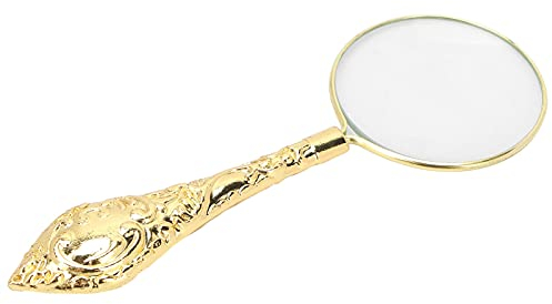 Loupe de Lecture Portable, Loupe à Poignée en Métal Vintage Loupe de 45 Mm, Décoration de Bureau - Loupe Grossissement 5X, Or