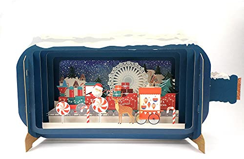 Message In A Bottle Xmas Train Pop Up Christmas Greeting Card By Alljoy Cards XMIB025