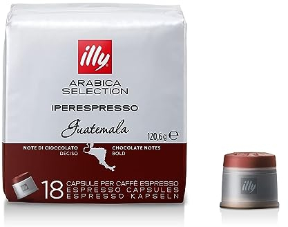 illy, Capsules de Café Iperespresso Arabica Selection Guatemala, 100% Arabica avec des Notes de Chocolat, Goût Amer et Intense, 6 Paquets de 18 (108 Capsules au Total)