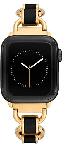 Anne Klein Fashion Chain Bracelet for Apple Watch, Secure, Adjustable, Apple Watch Replacement Band, Fits Most Wrists, Black/Gold-Tone, 38/40/41mm, Chain