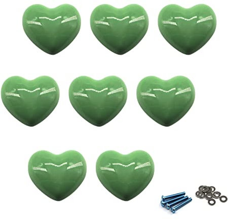 Zerniple Green Door Knobs Ceramic Drawer Pull Handle Kids Room Cupboard Knobs with Screws (8 Pieces)