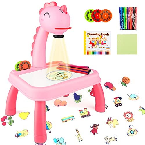 CS COSDDI Projektion Zeichentafel Kinder, Zeichenprojektor für Kinder, Projektor Verfolgen und Zeichnen Toy mit Puzzleblöcke & Musik, Trace und Draw Projektor Spielzeug Kinder