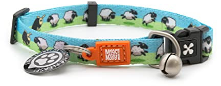 Max & Molly Urban Pets Lustiges und helles Katzenhalsband mit Glöckchen, Sicherheitsschnalle, Katzen/Kätzchen, skurriles Schaf-Design (189021)