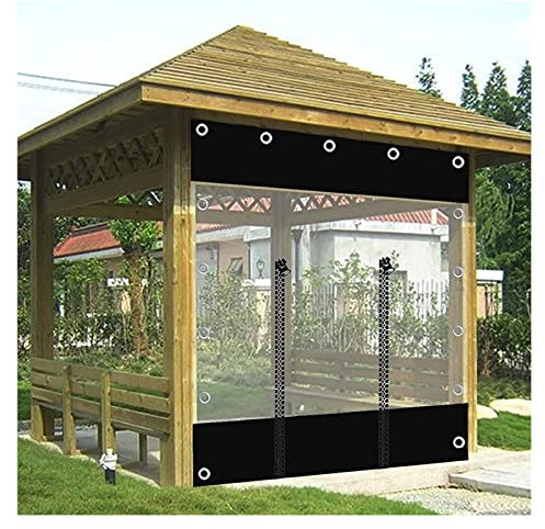 WZYJLyds Waterproof Tarpaulin with Grommets, Pergola Transparent Tarp Side Panels with Zipper, Outdoor PVC Clear Curtains, Partition Curtain for Porch Gazebo Carport Garden