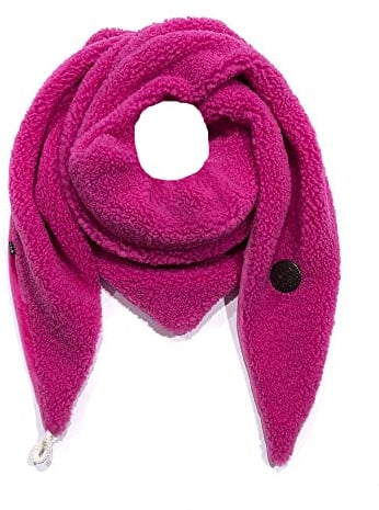 FASHION YOU WANT Damen KuschelSchal, Teddyfell Baumwolle Dreieckstuch Frauen Winterschal Herbstschal Warm Dreieck Schal Halstuch Scarf (pink)