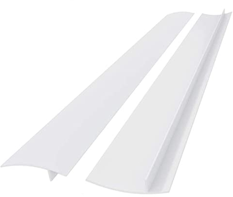 Stove Counter Gap Filler, 25 inch Silicone Gap Cover Between Cooker and Worktop, Heat-Resistant, Easy Clean, White, 2 Pack