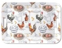 Ambiente Tablett Serviertablett Dekotablett Frühstückstablett Melamine 33x47 cm Chicken Farm Bauernhof Hühner Tablett mit Griffausschnitt