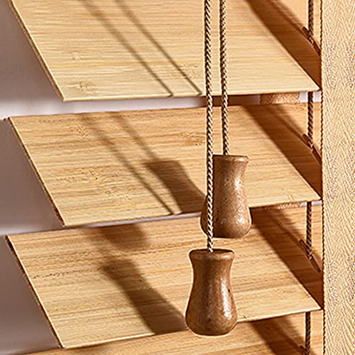 Jolan Jalousien Fenster,Massivholz Jalousie 45cm 50cm 60cm 80cm 90cm 100cm 110cm 120cm Jalousetten,Sonnenschutz Jalousette Aus Holz,50mm Lamellen Wärmedämmung Rollläden Vorhänge,W×H-50x80cm/20x31.5in