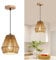 KMaiPem Boho Rattan Kronleuchter, 1 Licht Modern Handgewebte Klein Holz Hängelampe, Natürlich Rustikal Bauernhaus Vintage Pendelleuchte für Esstisch, Wohnzimmer, Schlafzimmer, Küche