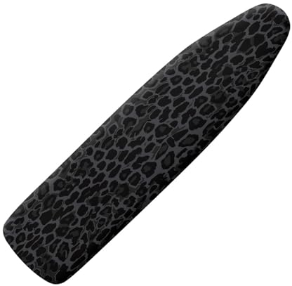 Wanyint Black Leopard Print Ironing Board Cover Ironing Board Cover 16x55 inches Stain Resistant Durtable Elastic and Hook & Loop Fastener Strap