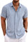 COOFANDY Mens Summer Shirts Linen Short Sleeve Button Down Casual Beach Holiday Cheesecloth Shirt Navy Blue XXL