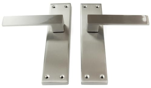 UNDERGROUND PARTS Stainless Steel Square Lever Latch Door Handles on Large 200mm Long Back Plate Brushed Matt Satin Finish
