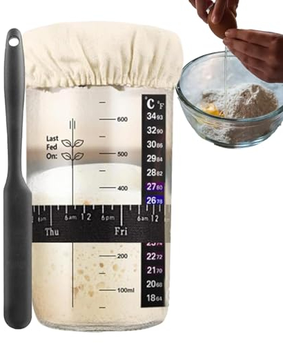 Kit de olla de madre – Maceta grande de madre, recipiente para hornear madre | Kit de pan de madre con raspador, suministros para hacer pan para el hogar y cocina