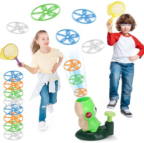 Milifox Flugscheiben Launcher Spielzeug, Pop up Fliegende Untertasse, Trittscheibe Werfer Set für Kinder im Alter von 4-8 Jahren