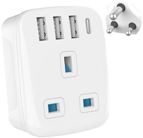 UK To South Africa Plug Adapter with USB C | MyTravelPal® South Africa Travel Adaptors 17W USB-C | For Use in SA, Namibia, Swaziland, Botswana & More | Type M Travel Adapter