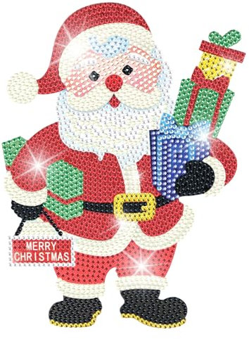 CAYUDEN Diamond Painting Weihnachten Deko Erwachsene, DIY Weihnachtsmann Diamond Painting Tischdeko 5D Diamant Malerei Stehend Kunst Set Diamant Painting Ornamente für Christmas Dekoration, Geschenk