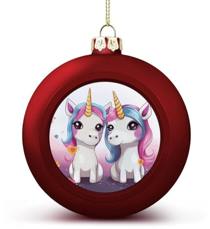 Weihnachtskugel-Ornamente, niedlicher Einhörner-Druck, vielseitig verwendbar, festliche Heimdekoration, ideal für Baum und Heimdekoration