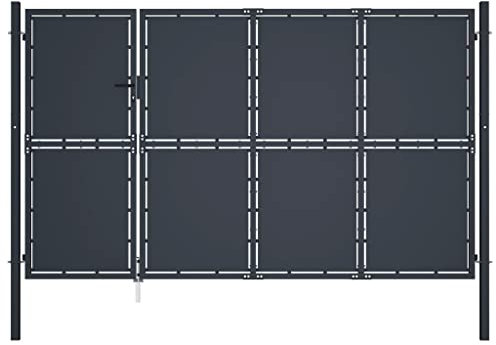 Xichuzi Gartentor, Gartentür, Gartenpforte Gaten, Doppelflügeltor, Einfahrtstor, Stahl 350 x 150 cm Anthrazit