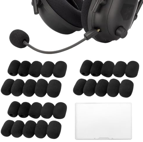 XENQITO 30 Pcs Bonnette Micro pour Micro-cravates, Mousse Micro, Mousse Micro Casque, Mini Microphone Casque Pare-brise Mousse, Pour La Salle De Classe, La Salle De Conférence, Diamètre 8mm, Noir
