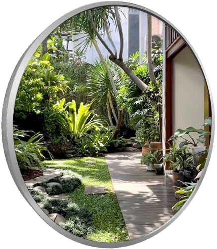 Marctani Espejo Redondo con Marco de Metal - Espejos Decorativos de Pared Elegante y Moderno - Espejo Entrada Recibidor - Ideal para Decoracion de Baño, Salon y Entraditas Recibidores