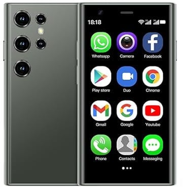 Mini Smartphone for kids 3.0 HD Touch Screen World's Smallest 4G Mobile Phone,Dual SIM, Android Compact Small Mobile Phones for Student Pocket 2GB+16GB, Face ID,WIFI (Field Green)
