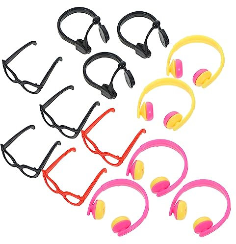 ERINGOGO 1juego Mini Auriculares y Gafas Miniatura para Muñecas Accesorios rol Decorar y Regalar Cumpleaños y Días Festivos