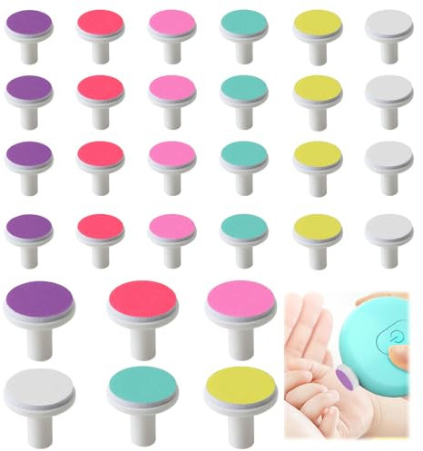 30Pcs Baby Nail File Pads, Nail Trimmer Replacement Pads for Electric Baby Trimmer Nail Grinding Polishing Head Universal Children's Spare Nails Grinder Head for Newborn Infant Toddler and Adults