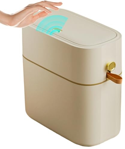 Automatic Bin - Covered Bathroom Dustbin, Slim Home Waste Bin | Touchless Trash Can For Toilet, Compact Rubbish Bins For Dorm Desk Rv Laundry Ideal Tight Spots Compact Living Small Home Kitchen