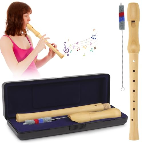 CHRI Blockflöte aus Holz Sopranblockflöte | Holzblockflöte im deutschen Stil, Instrument für Anfänger, Kinder, Erwachsene, barocke Griffweise, C-Taste