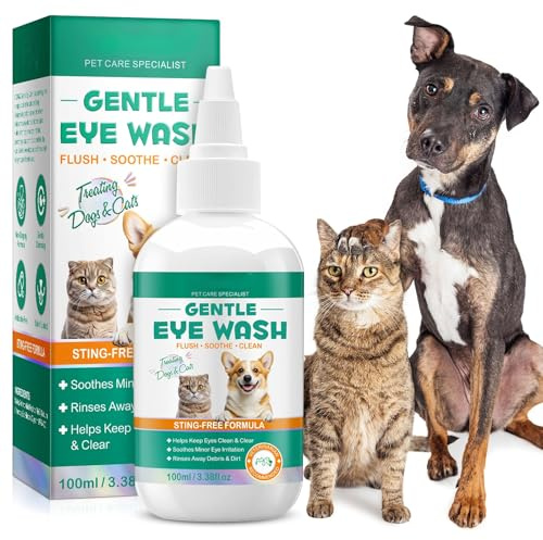 Dog Eye Drops - Cleansing + Soothing + Treatment | Non-Antibiotic Eye Drops for Dogs | Innovative Formula Lickable Cat Eye Drops | Non-Irritating & Natural Eye Cleaning Solution for Dogs, Cats - 100ml