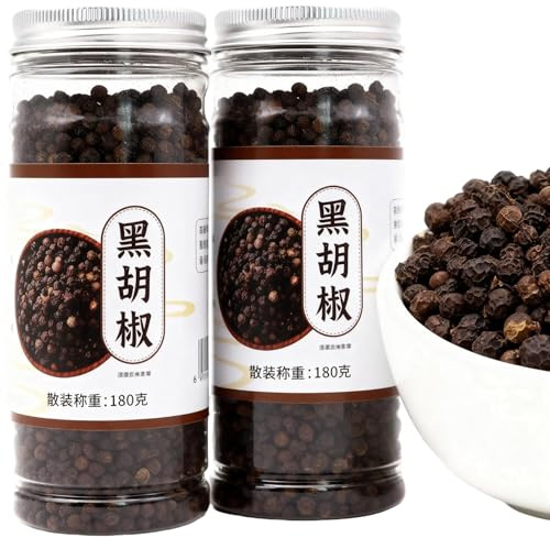 Pimienta Negra Entera (360 G), Condimento Natural de Primera Calidad, Recién Empacado para Rellenar en el Molinillo, Resellable, Sin OMG, Sin Gluten, Paquete de 2
