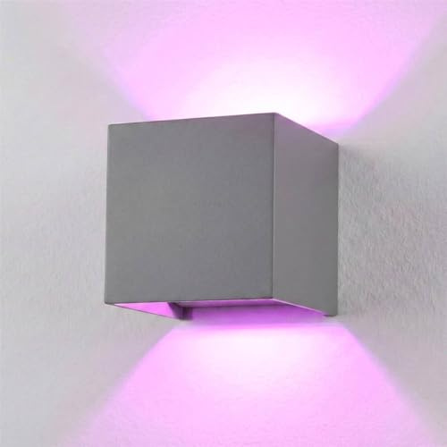 Metzler Lumic Smart LED Up Down Wandleuchte RGBW 6,5 W – App-Steuerung, dimmbar, verstellbarer Lichtwinkel 0–60°, IP65 Innen & Außen, RAL 9007 Graualuminium