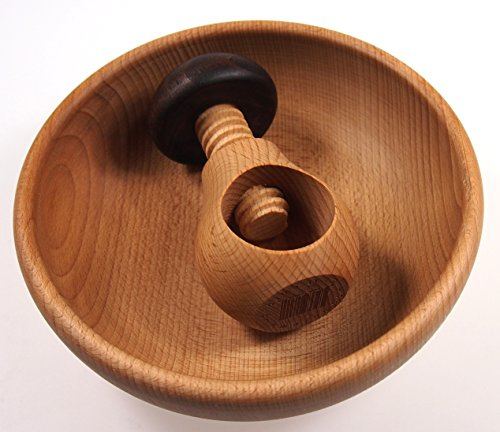 EFO Set di ciotole e schiaccianoci in legno, strumento schiaccianoci con meccanismo a vite, facile da usare, ottimo regalo per Natale e cucina per la casa.
