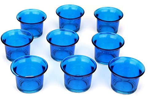 NoNa 4,5 cm Teelicht-Gläser - Neun im Set - BLAU - Teelichtglas Kerzenglas Kerzengläser Teelichthalter