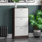 Vida Designs 3 cajón Zapatero Armario de Zapatos de Almacenamiento Organizador Pull Down Unidad de Muebles de Madera, Madera de Nogal y Blanco